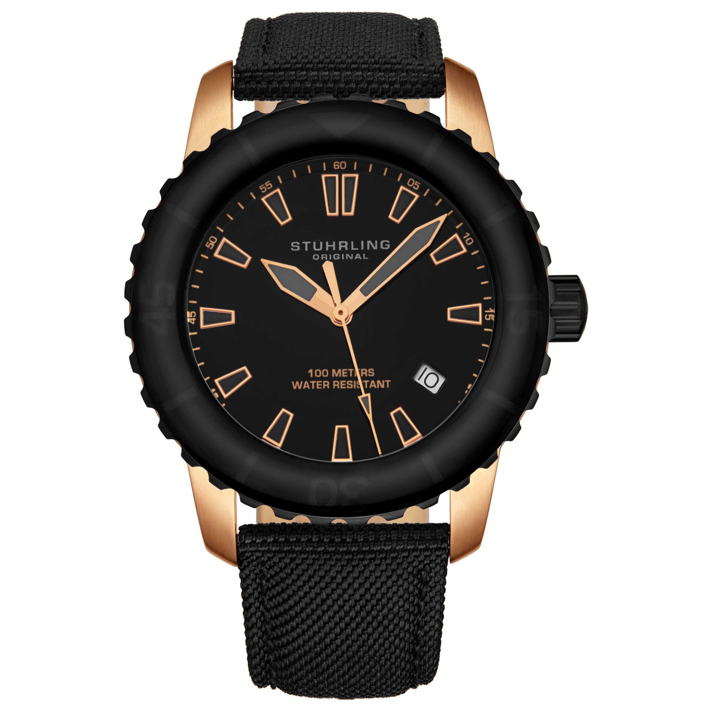 Front view of Stuhrling Aquadiver Men's Quartz Watch M14565