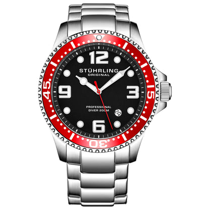 Front view of Stuhrling Aquadiver Men's Quartz Watch M14597
