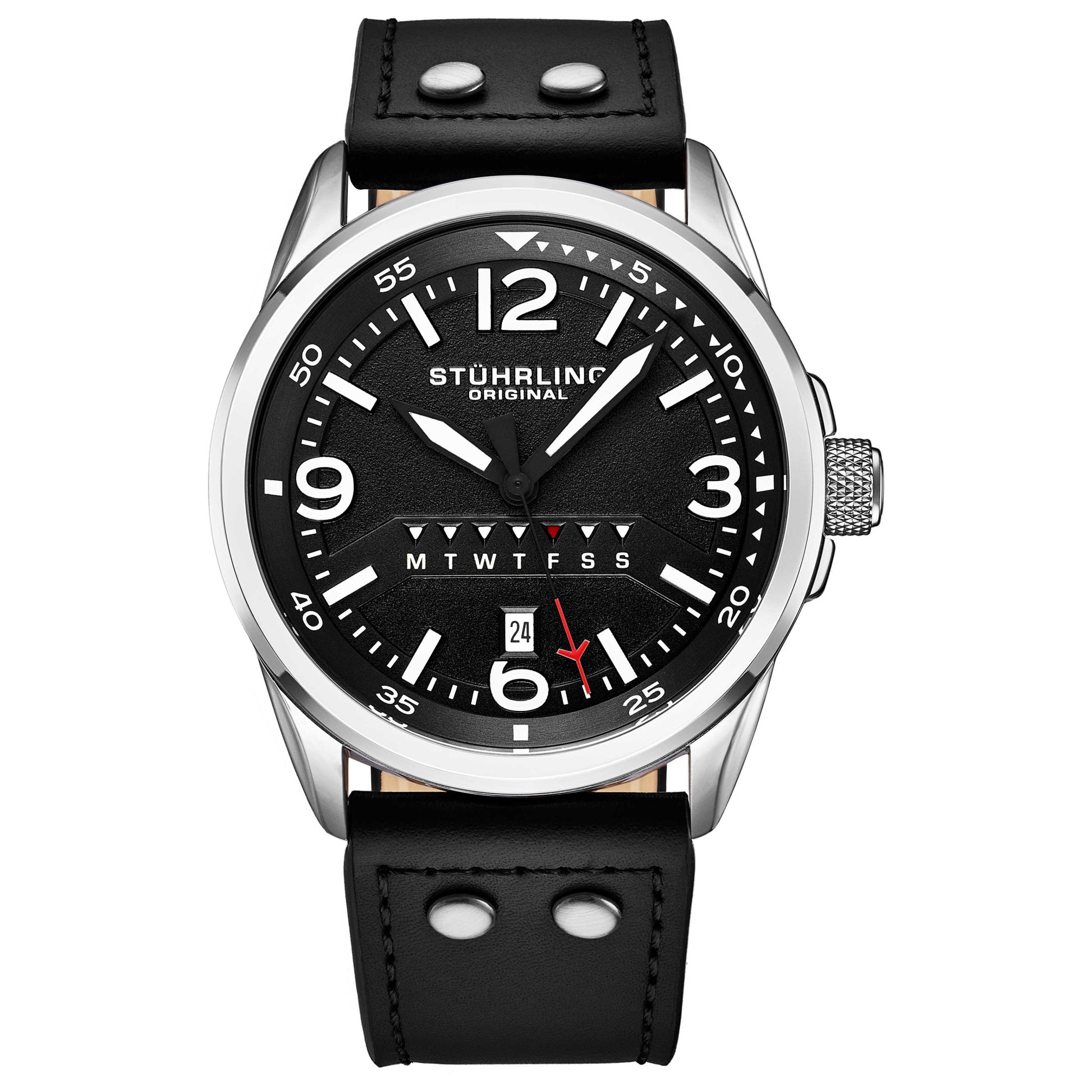 Front view of Stuhrling Aviator Men's Quartz Watch M14601