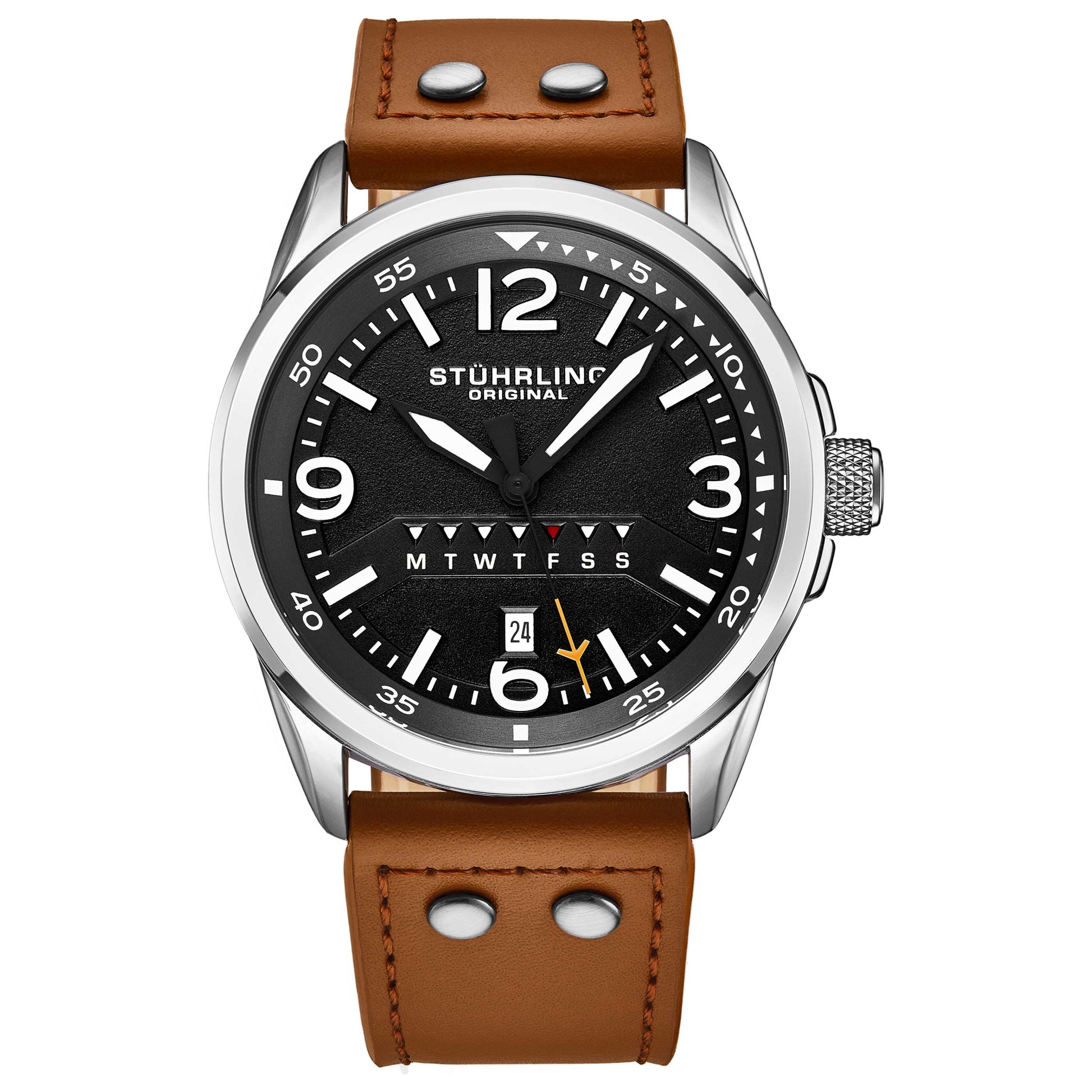 Front view of Stuhrling Aviator Men's Quartz Watch M14602