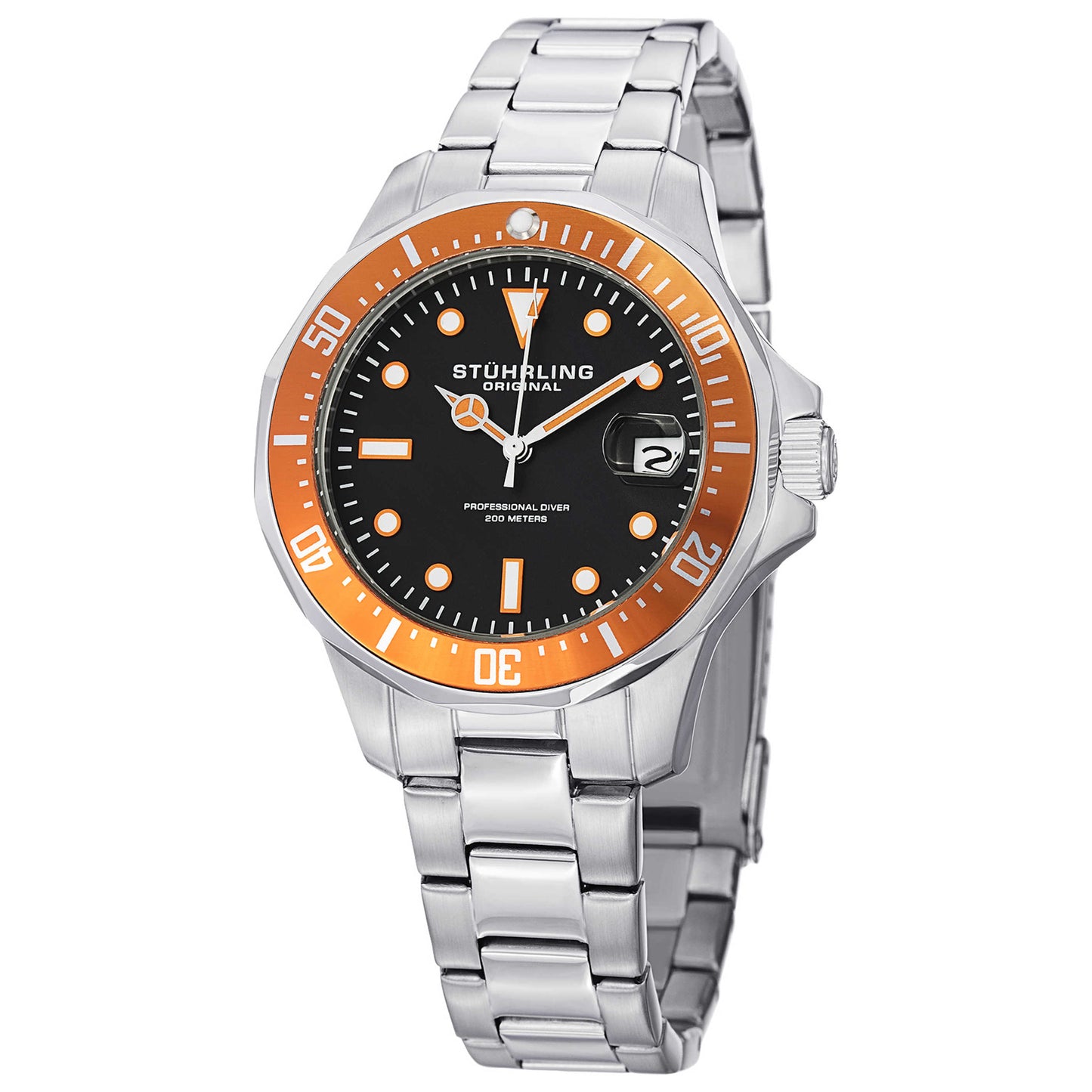 Front view of Stuhrling Aquadiver Men's Quartz Watch M14716