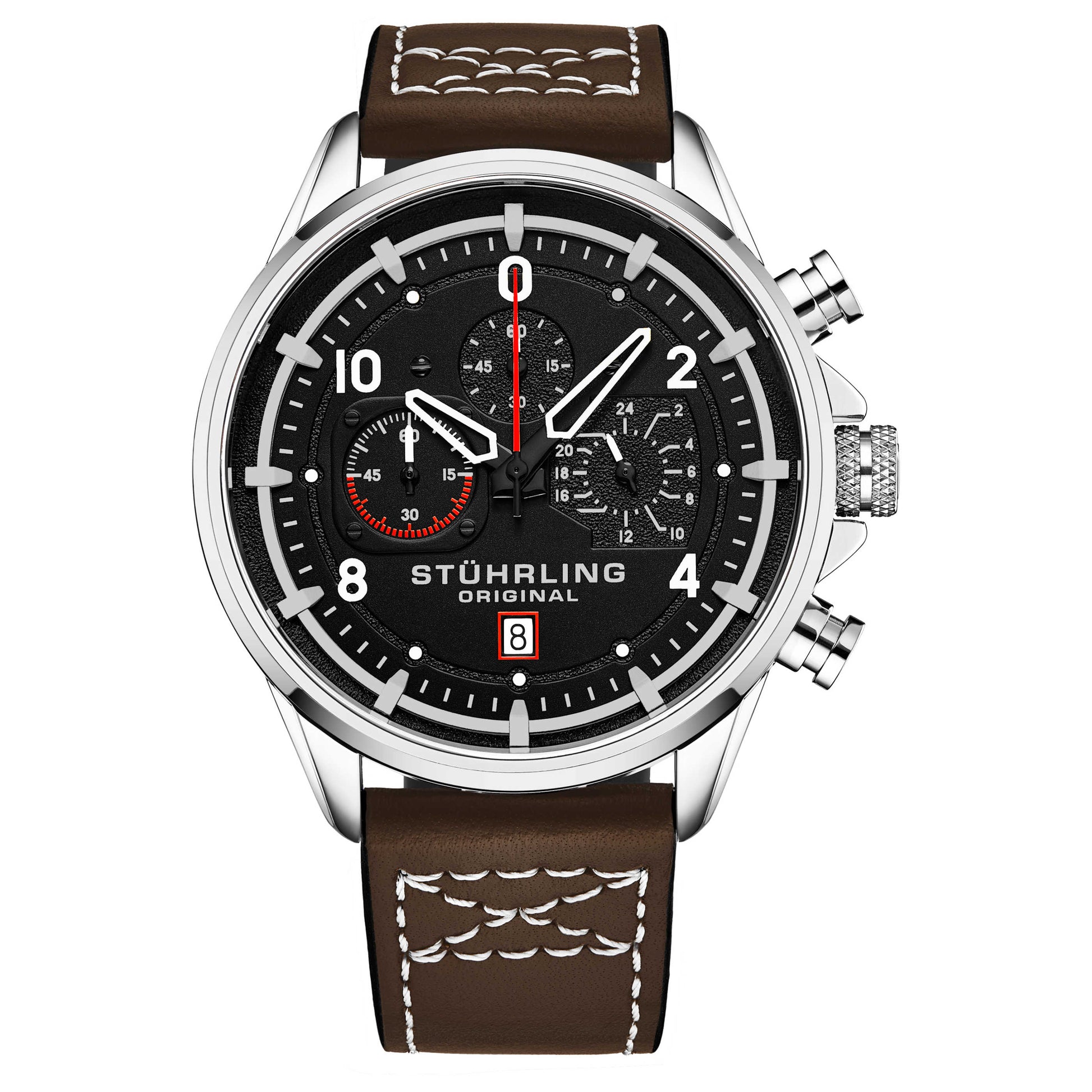 Front view of Stuhrling Aviator Men's Quartz Watch M14883
