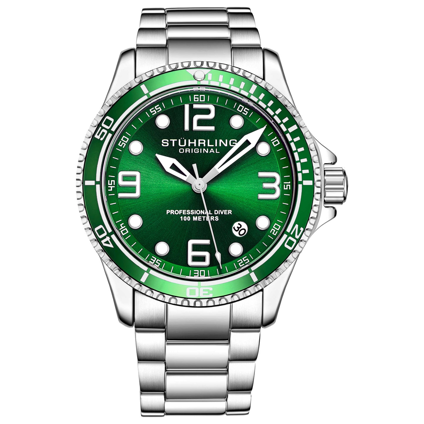 Front view of Stuhrling Aquadiver Men's Quartz Watch M14996