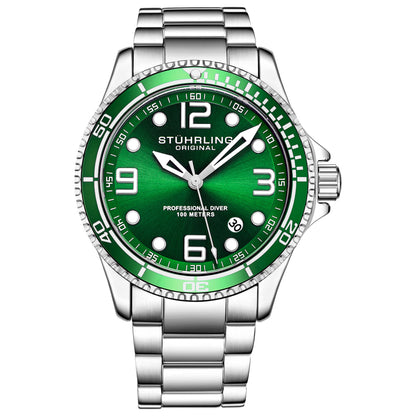 Front view of Stuhrling Aquadiver Men's Quartz Watch M14996