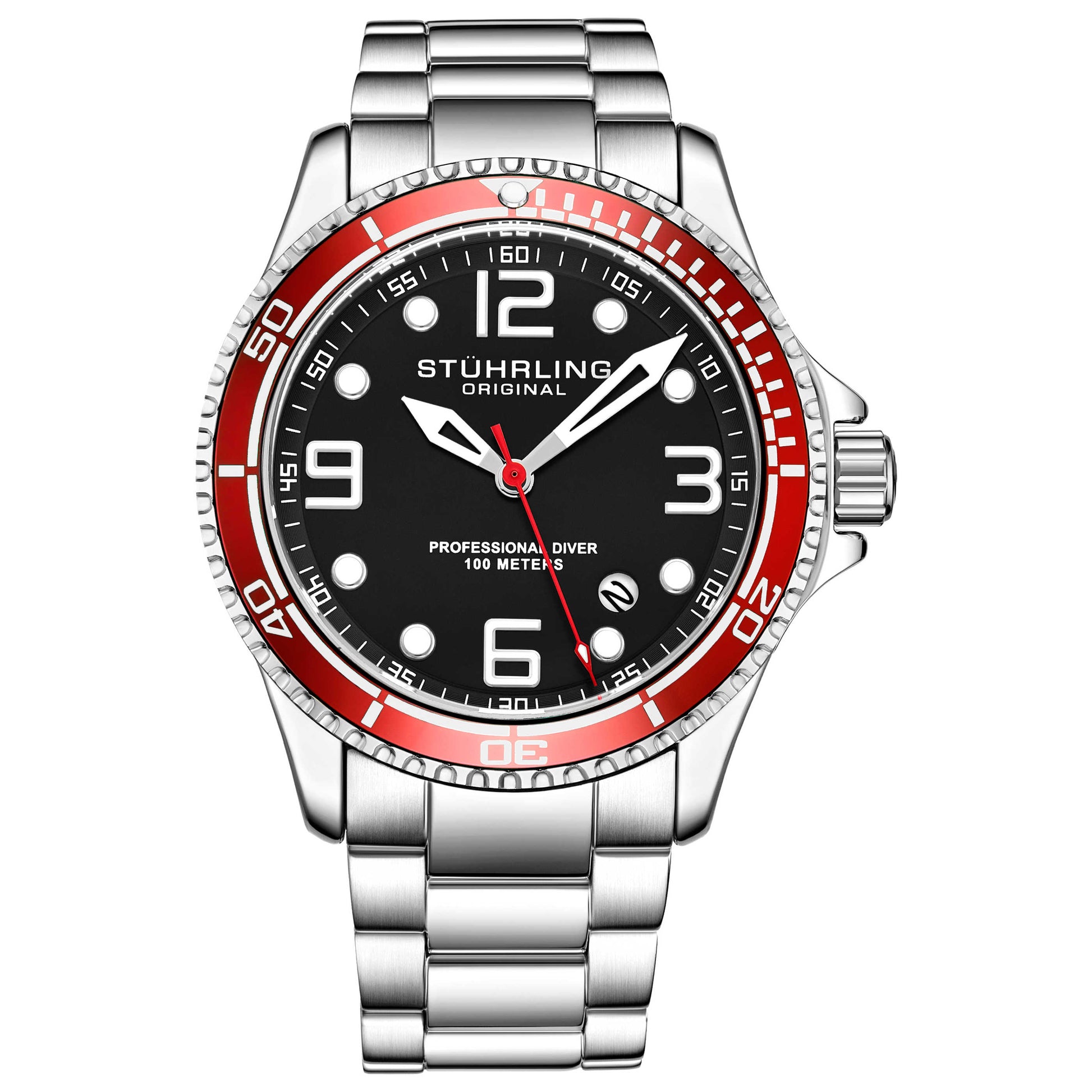 Front view of Stuhrling Aquadiver Men's Quartz Watch M14997