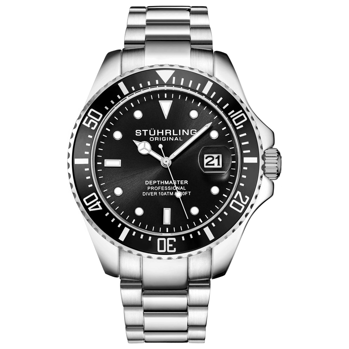 Front view of Stuhrling Aquadiver Men's Quartz Watch M15055