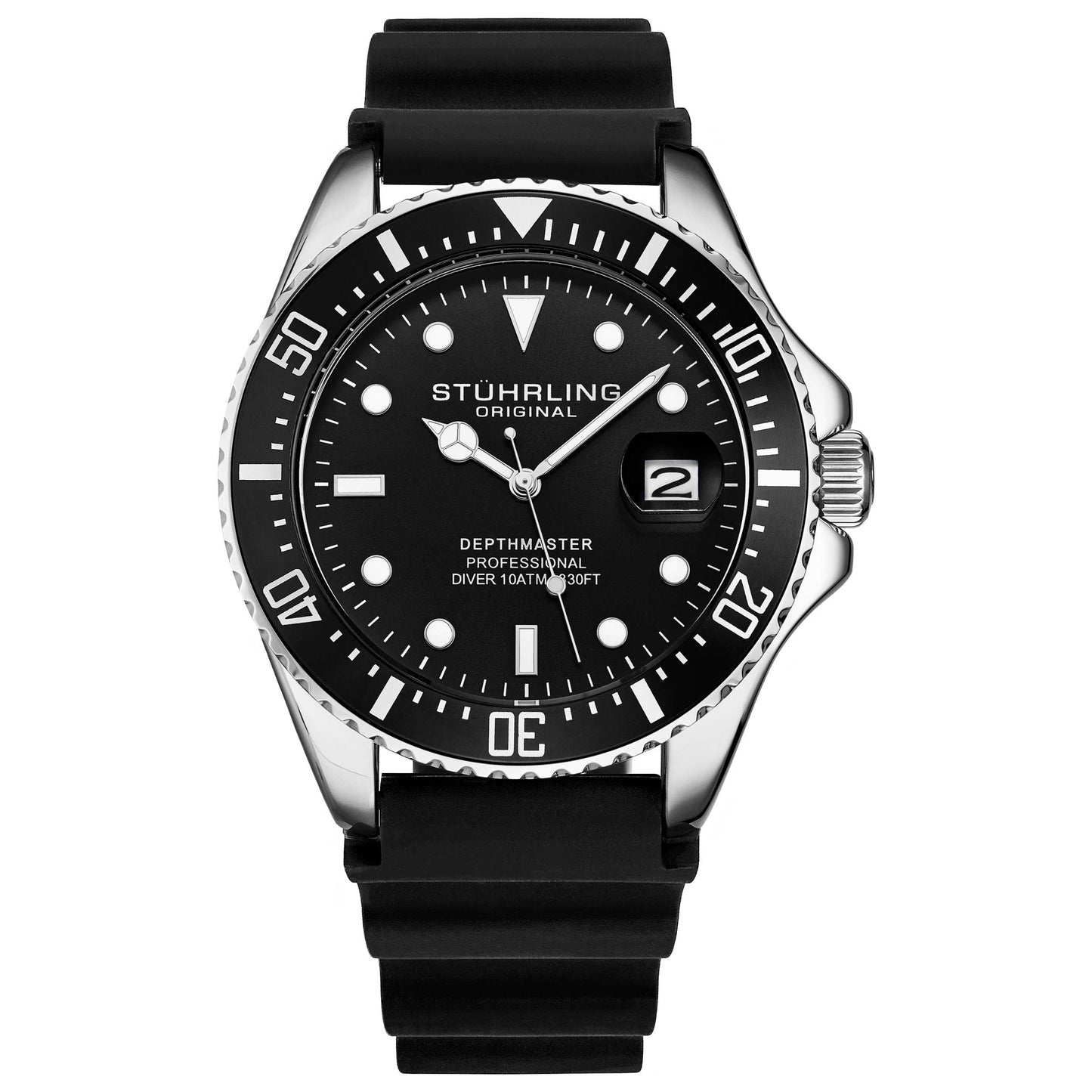 Front view of Stuhrling Aquadiver Men's Quartz Watch M15071