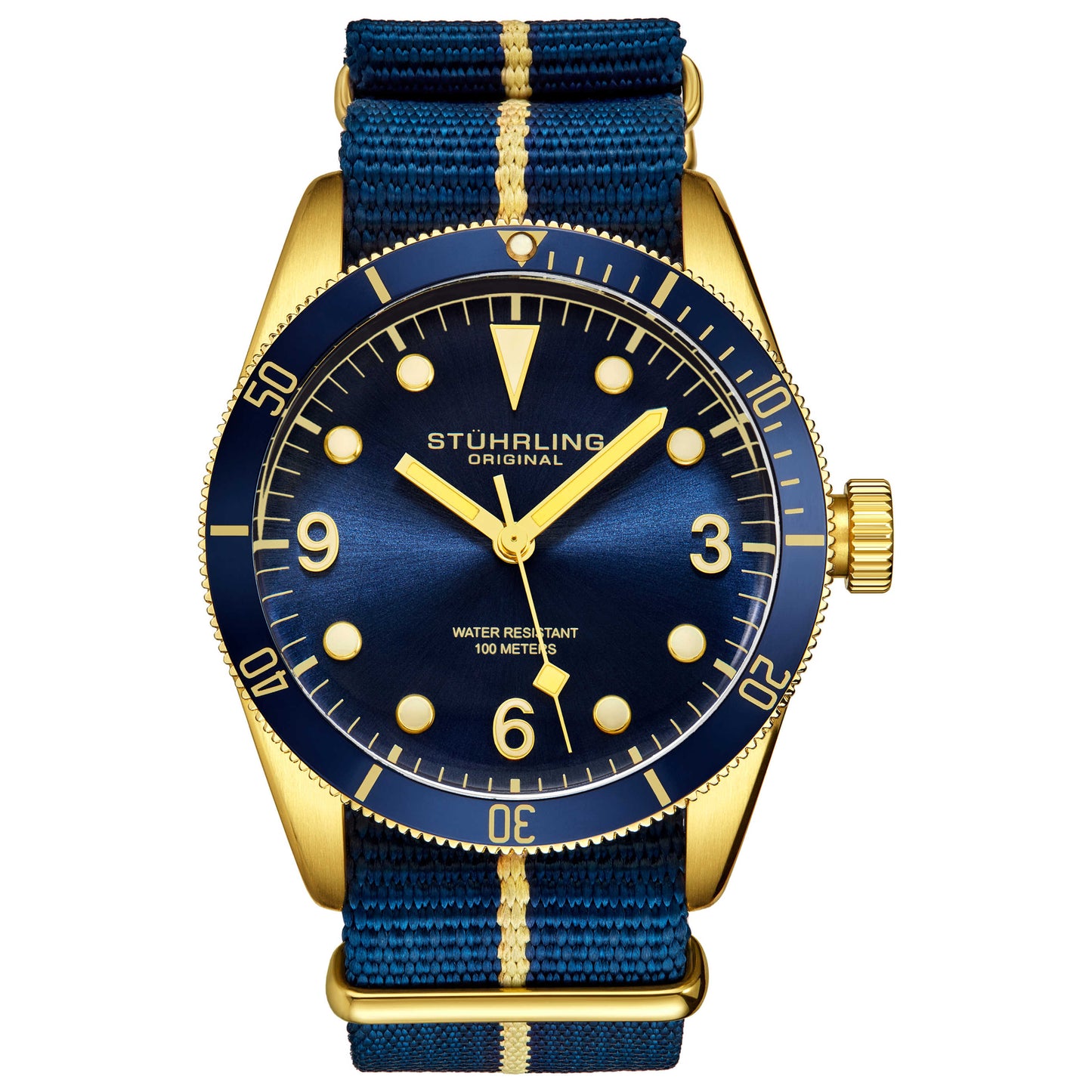 Front view of Stuhrling Aquadiver Men's Quartz Watch M15091
