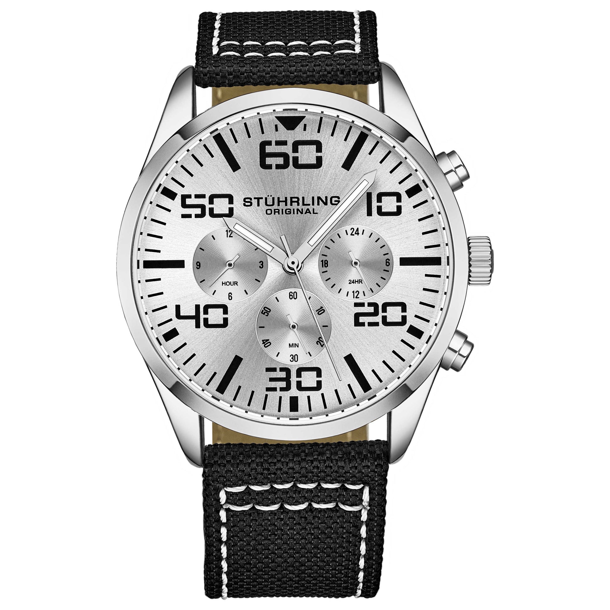 Front view of Stuhrling Aviator Men's Quartz Watch M15198