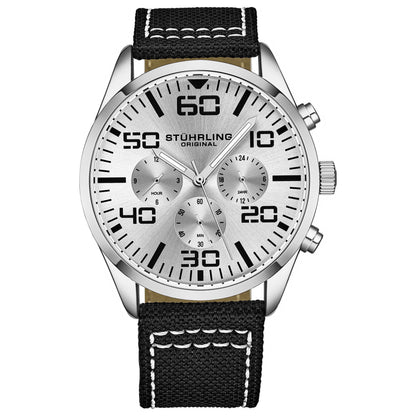 Front view of Stuhrling Aviator Men's Quartz Watch M15198