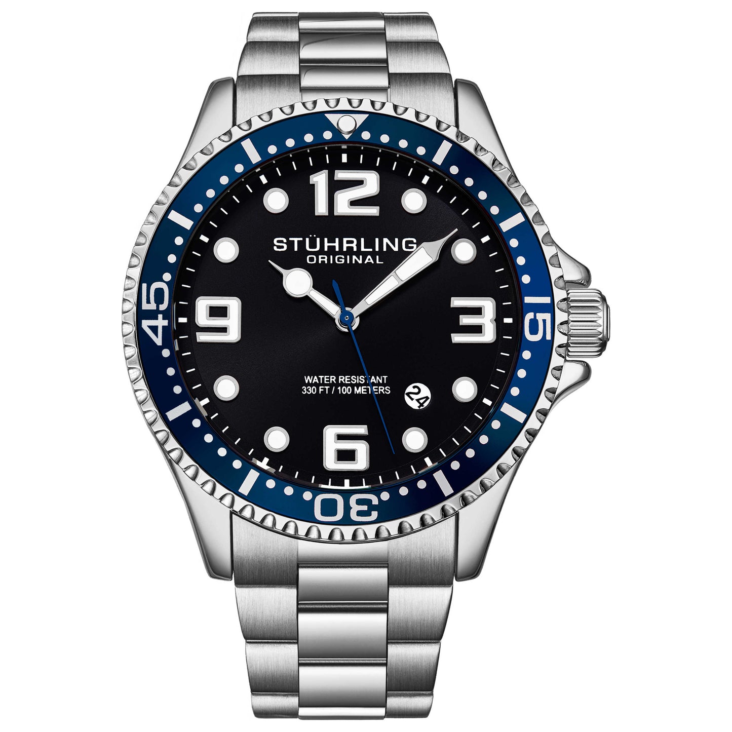 Front view of Stuhrling Aquadiver Men's Quartz Watch M15216