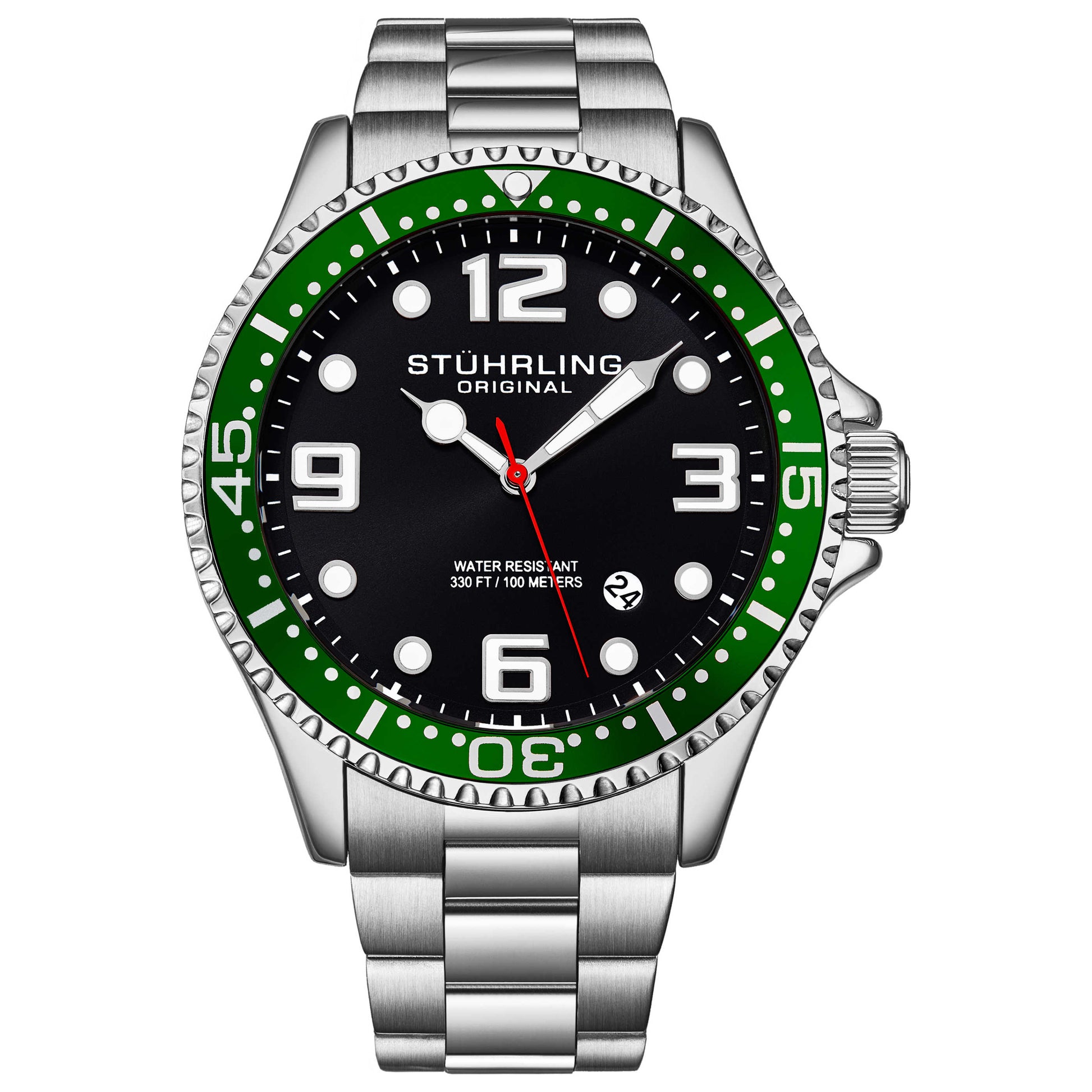 Front view of Stuhrling Aquadiver Men's Quartz Watch M15217