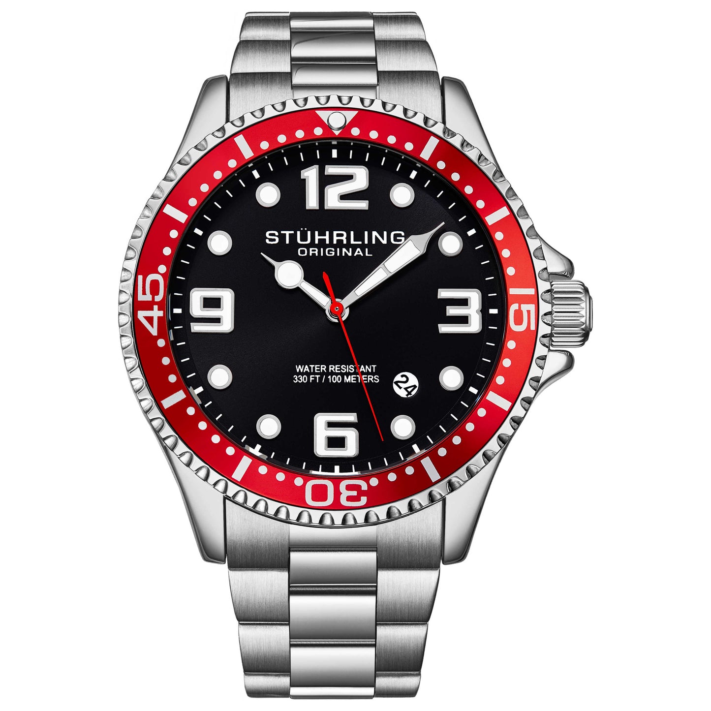 Front view of Stuhrling Aquadiver Men's Quartz Watch M15218