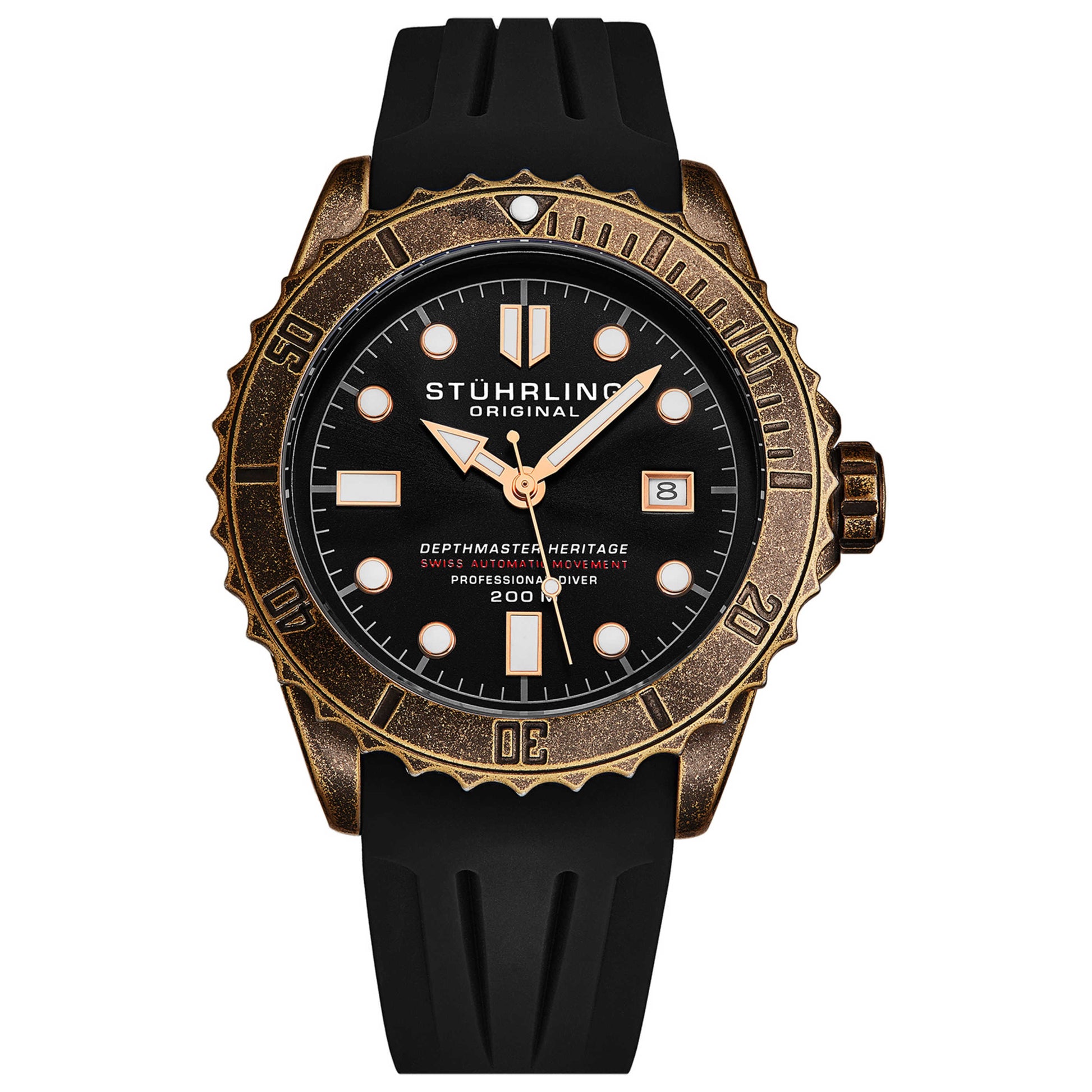 Front view of Stuhrling Aquadiver Men's Automatic Watch M16326