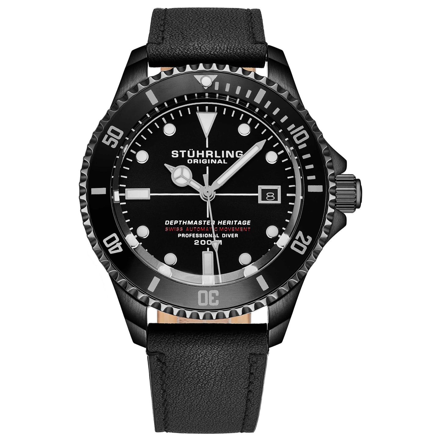 Front view of Stuhrling Aquadiver Men's Automatic Watch M16664