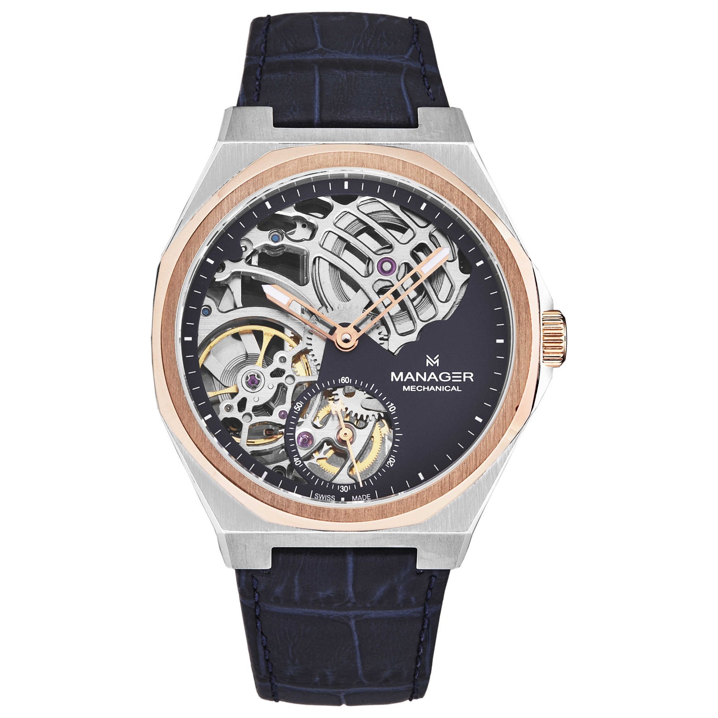 Front view of Manager Revolution Men's Manual-Wind Watch MAN-RM-03-BL