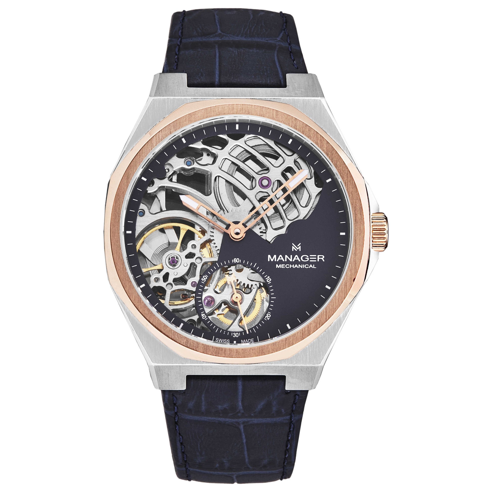 Front view of Manager Revolution Men's Manual-Wind Watch MAN-RM-03-BL
