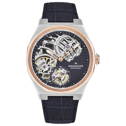 Front view of Manager Revolution Men's Manual-Wind Watch MAN-RM-03-BL