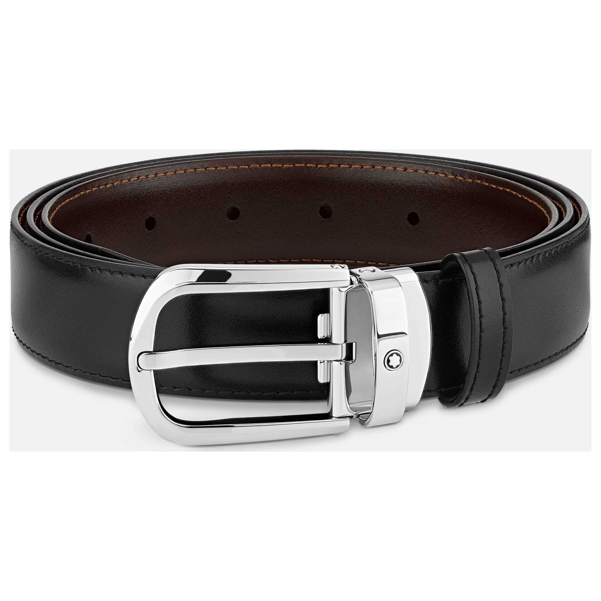 Front view of Montblanc Horseshoe Men's Belt MB114412