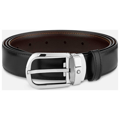 Front view of Montblanc Horseshoe Men's Belt MB114412