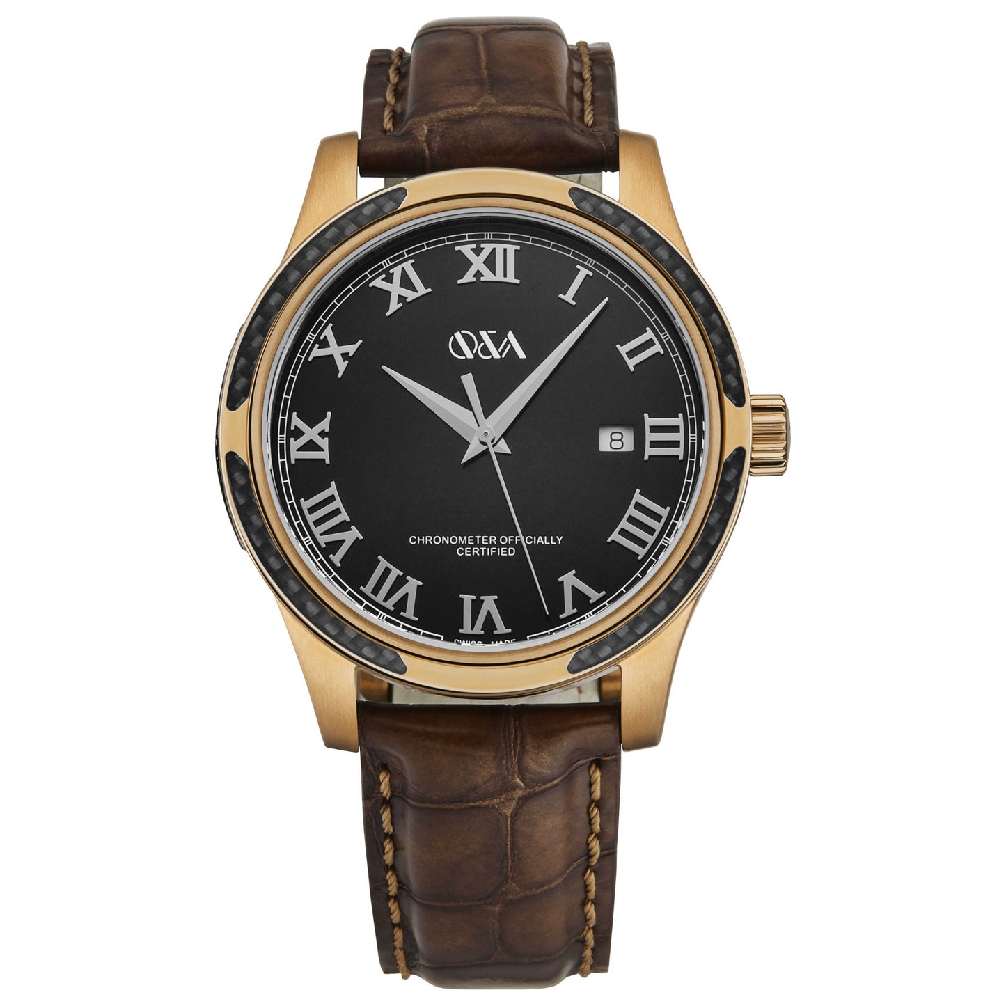 Front view of Q&A Bronze Men's Automatic Watch MGMA-BRNZ