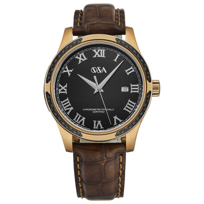 Front view of Q&A Bronze Men's Automatic Watch MGMA-BRNZ