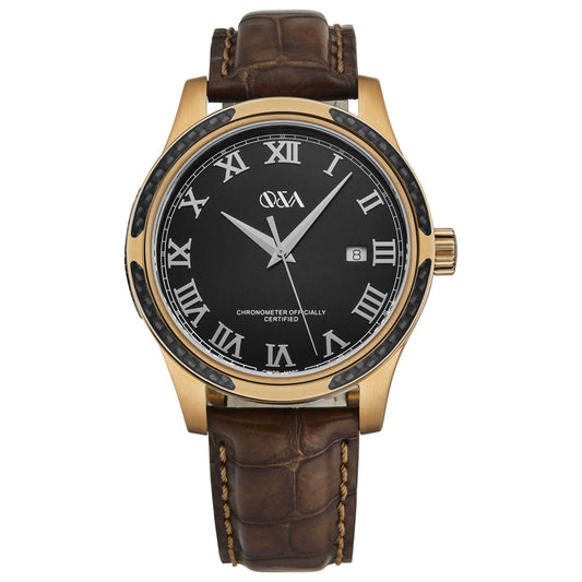 Front view of Q&A Bronze Men's Automatic Watch MGMA-BRNZ
