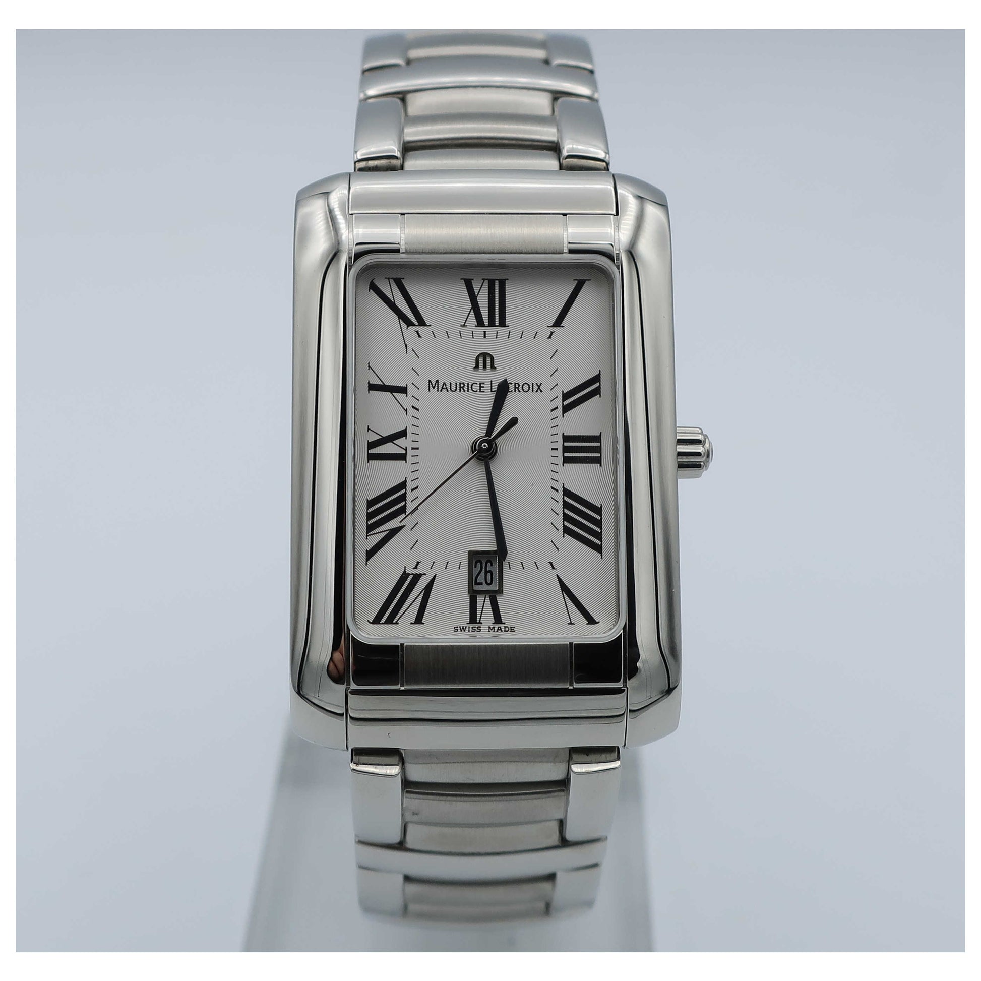 Front view of Maurice Lacroix Miros Men's Swiss Quartz (Battery-Powered) Watch MI2027-SS002-110-SD