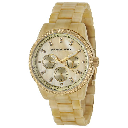 Front view of Michael Kors Horn Jet Set Women's Japanese Quartz (Battery-Powered) Watch MK5039