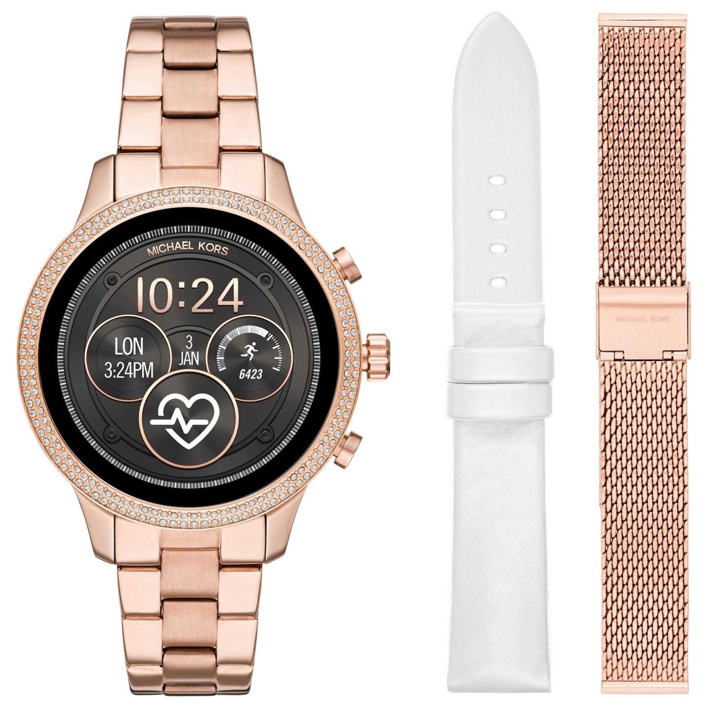 Front view of Michael Kors Gen 4 Runway Women's Rechargeable Battery Watch MKT5060
