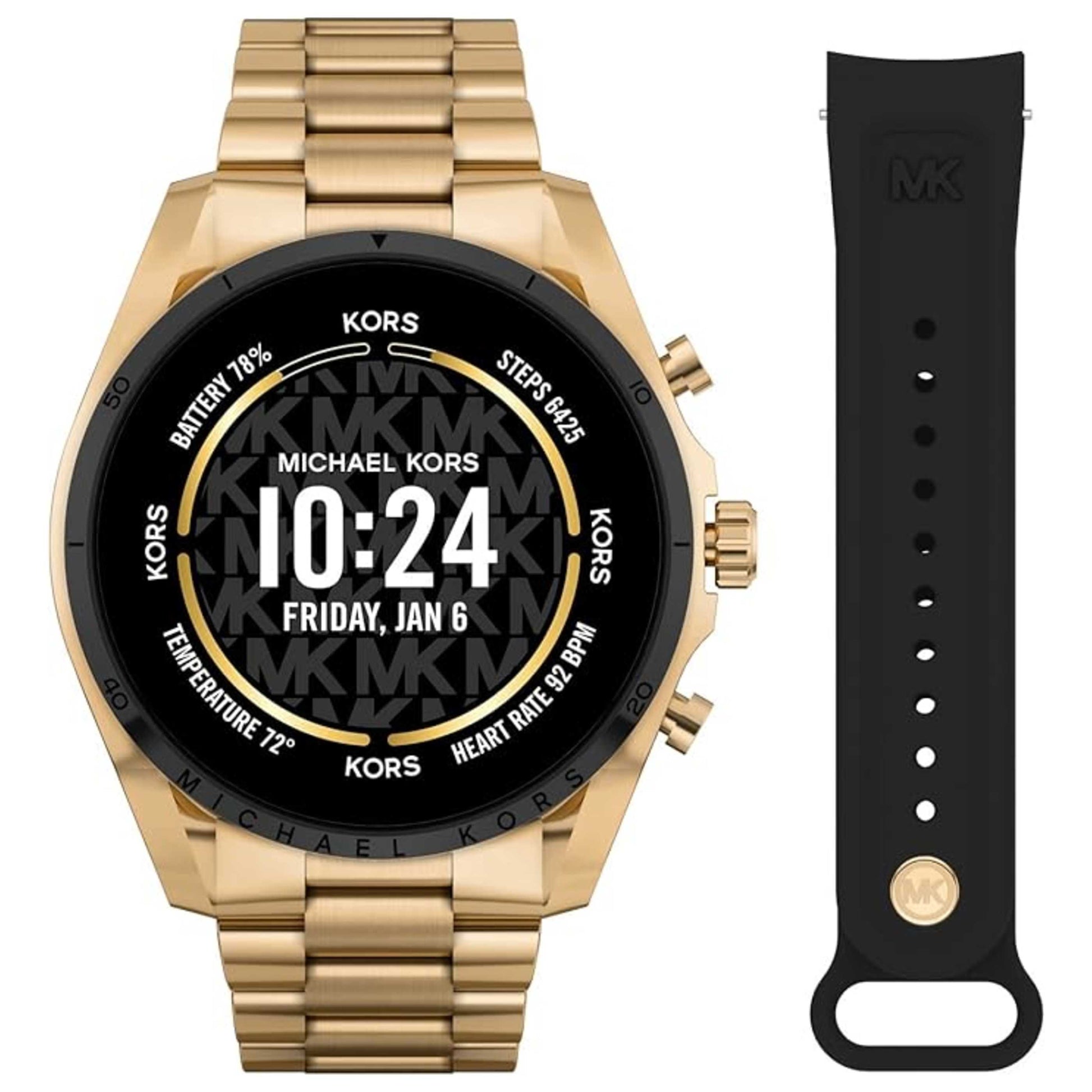 Front view of Michael Kors Gen 6 Bradshaw Women's Quartz Smartwatch MKT5138