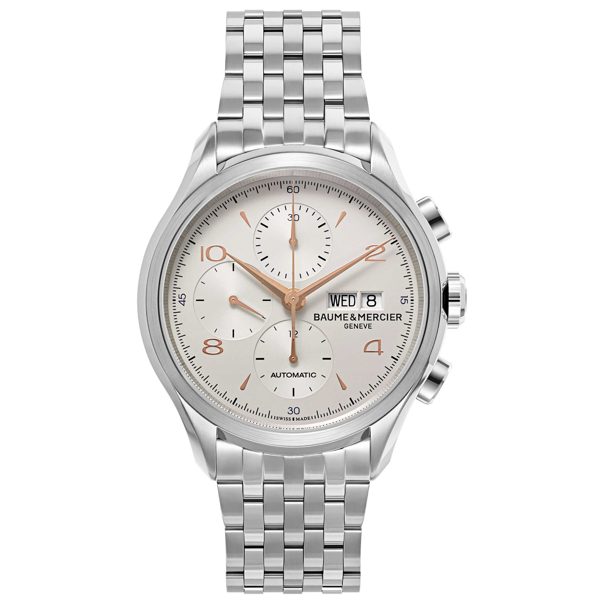 Front view of Baume and Mercier Clifton Men's Automatic Watch MOA10130