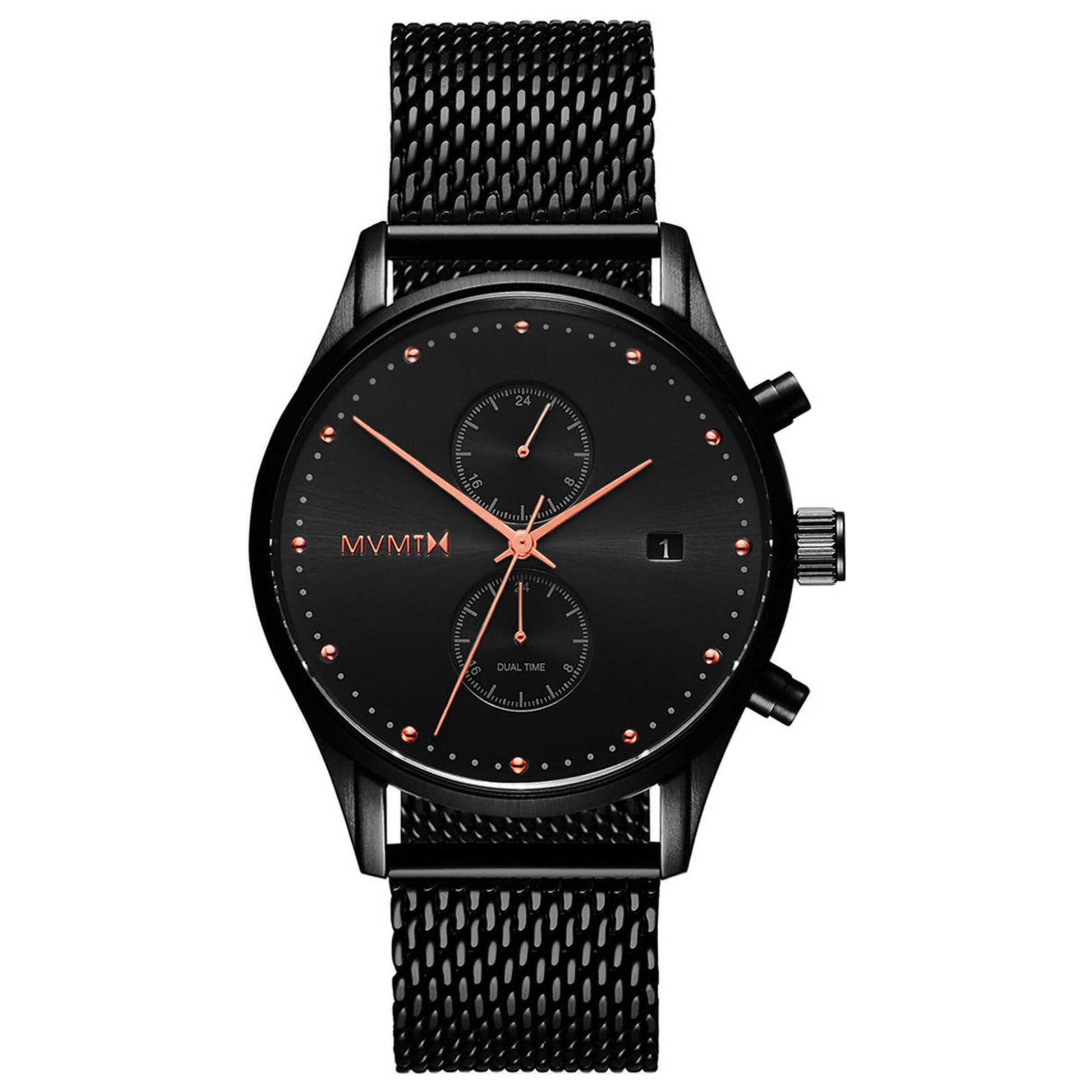 Front view of MVMT Voyager Men's Quartz Watch MV01-BBRG