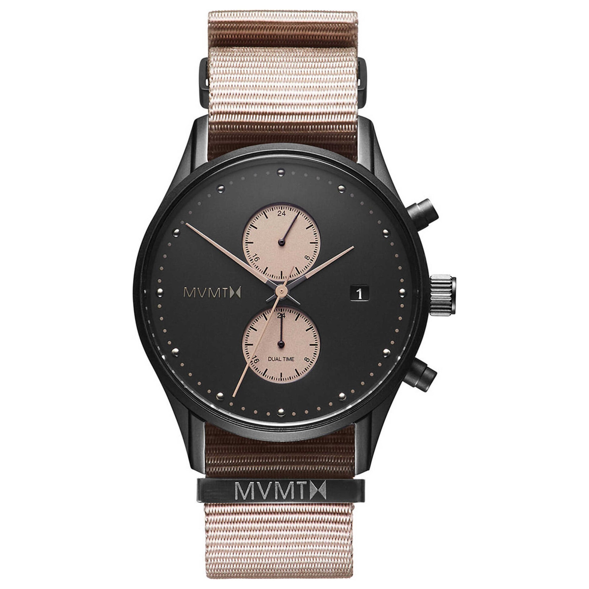 Front view of MVMT Voyager Men's Quartz Watch MV01-BLBR
