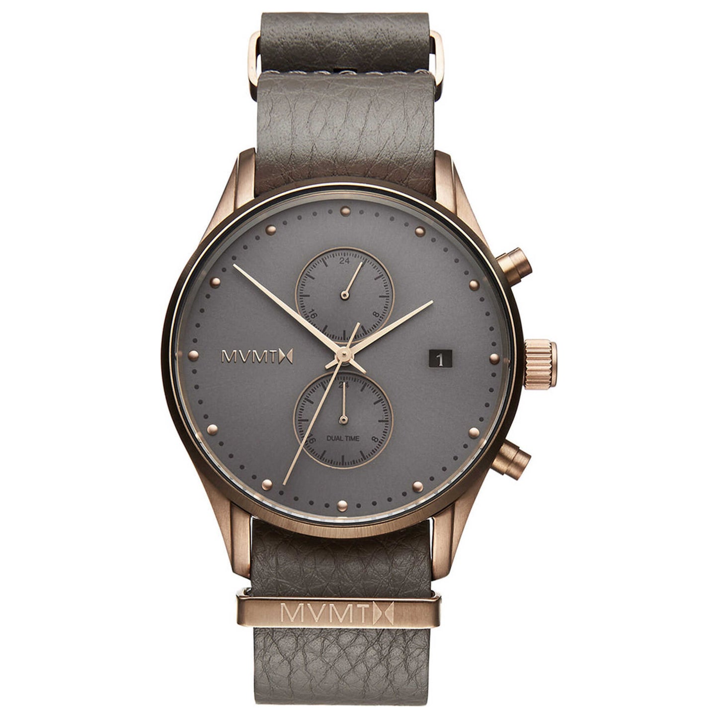 Front view of MVMT Voyager Men's Quartz Watch MV01-BROGR