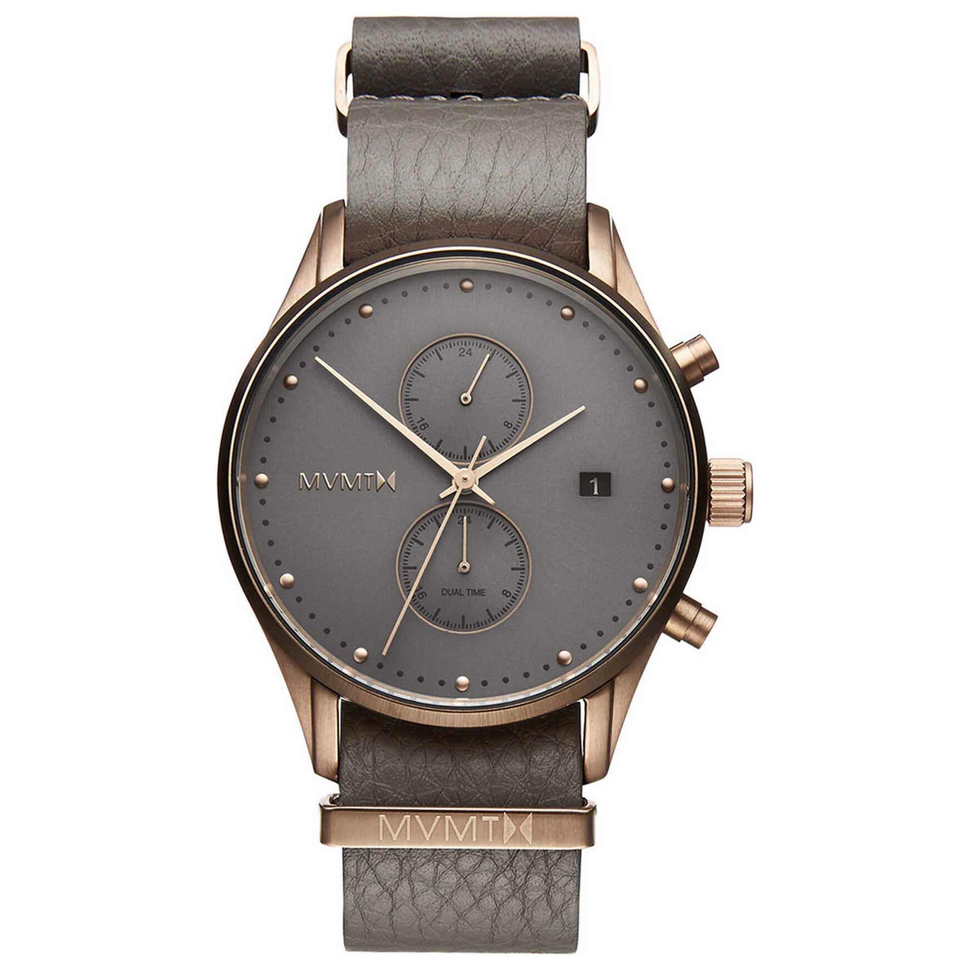 Front view of MVMT Voyager Men's Quartz Watch MV01-BROGR