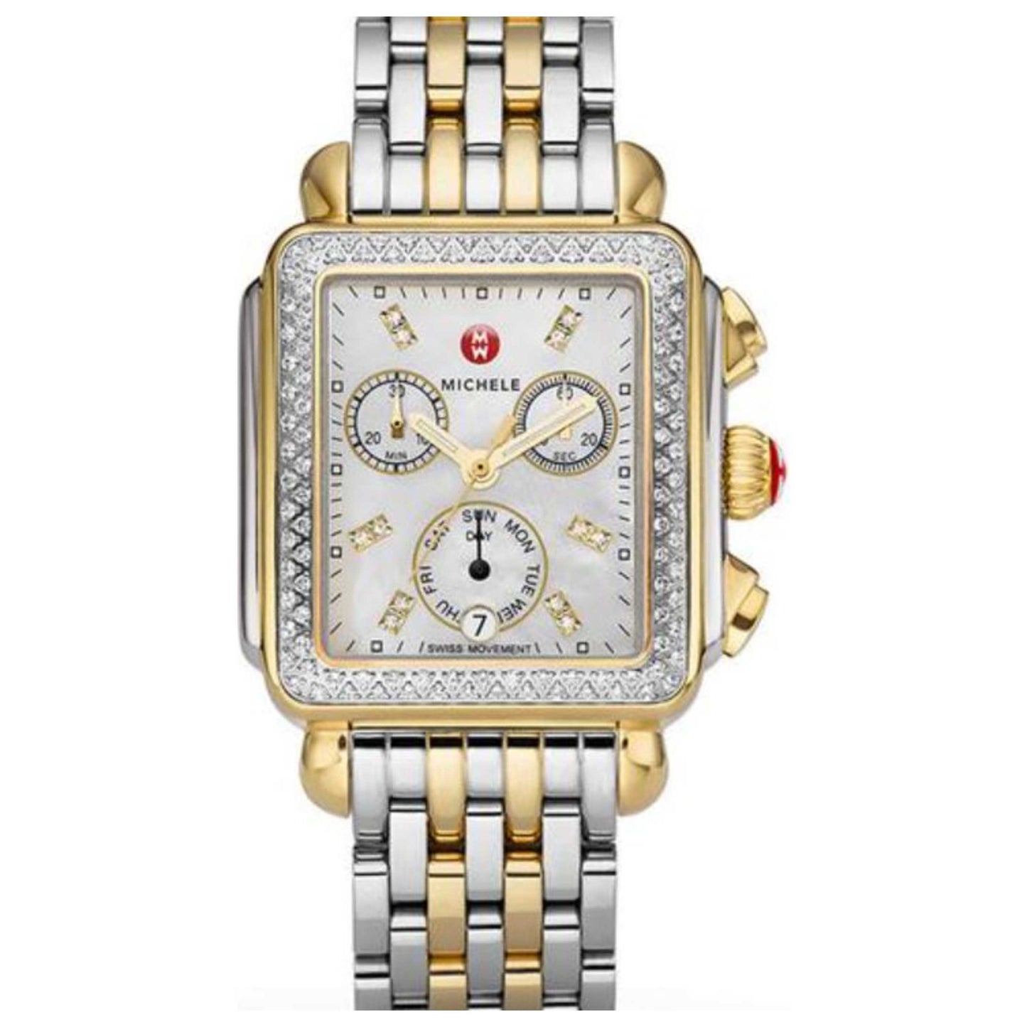 Front view of Michele Deco XL Women's Quartz Watch MWW06Z000013