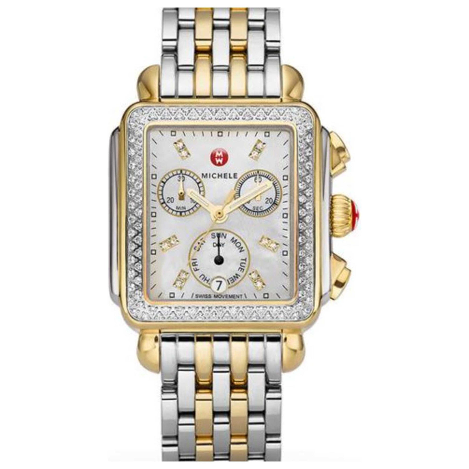Front view of Michele Deco XL Women's Quartz Watch MWW06Z000013