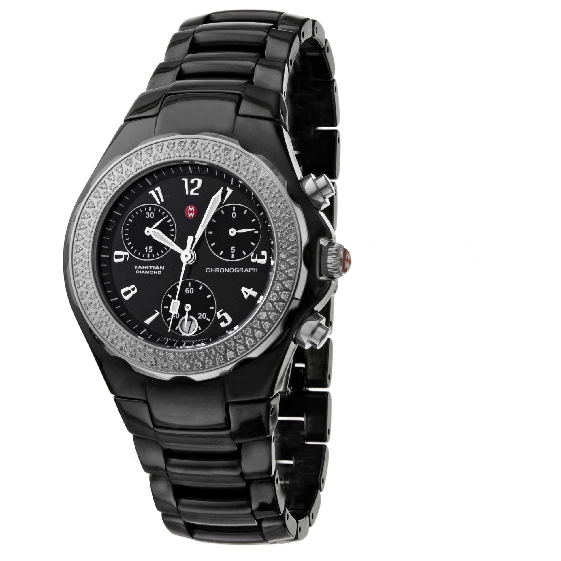 Front view of Michele Ceramic Men's Swiss Quartz (Battery-Powered) Watch MWW12B000002