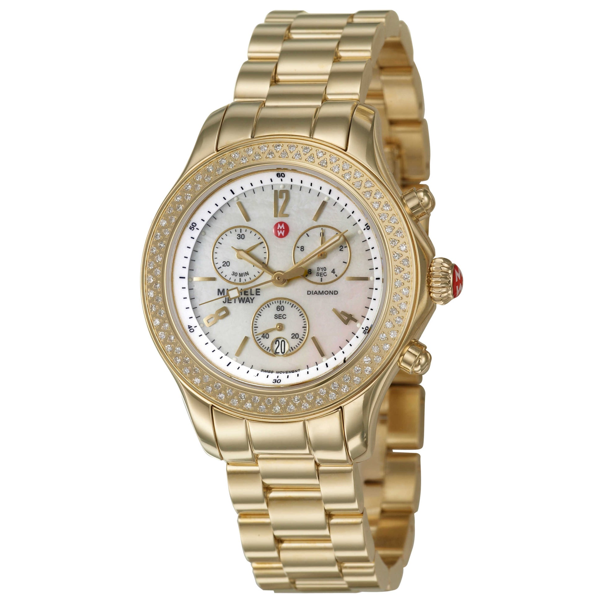 Front view of Michele Jetway Women's Swiss Quartz (Battery-Powered) Watch MWW17A000007