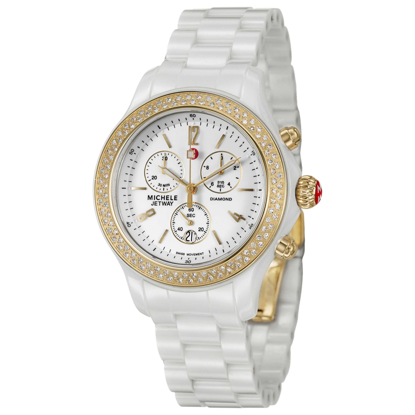 Front view of Michele Jetway Women's Swiss Quartz (Battery-Powered) Watch MWW17B000007