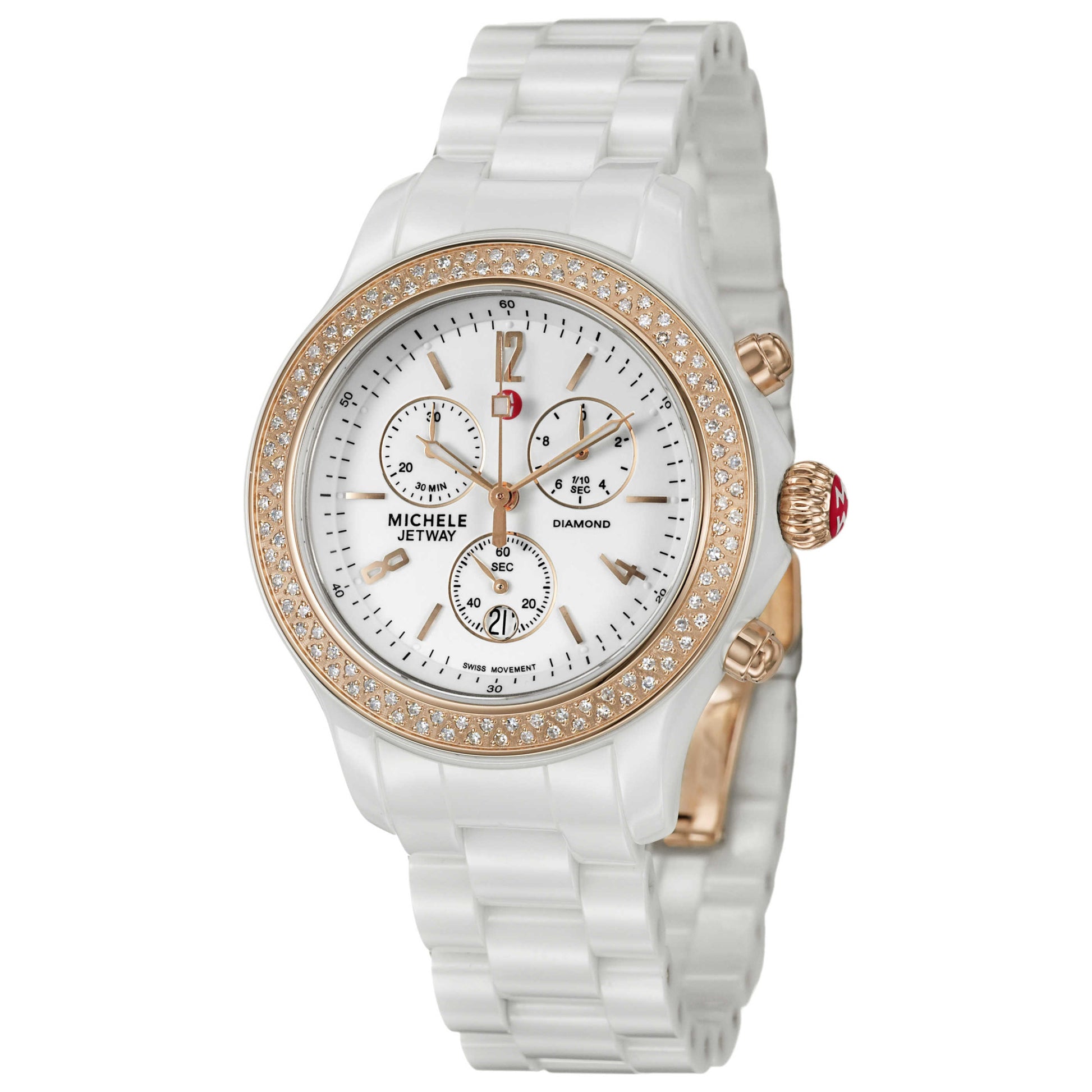 Front view of Michele Jetway Women's Swiss Quartz (Battery-Powered) Watch MWW17B000008