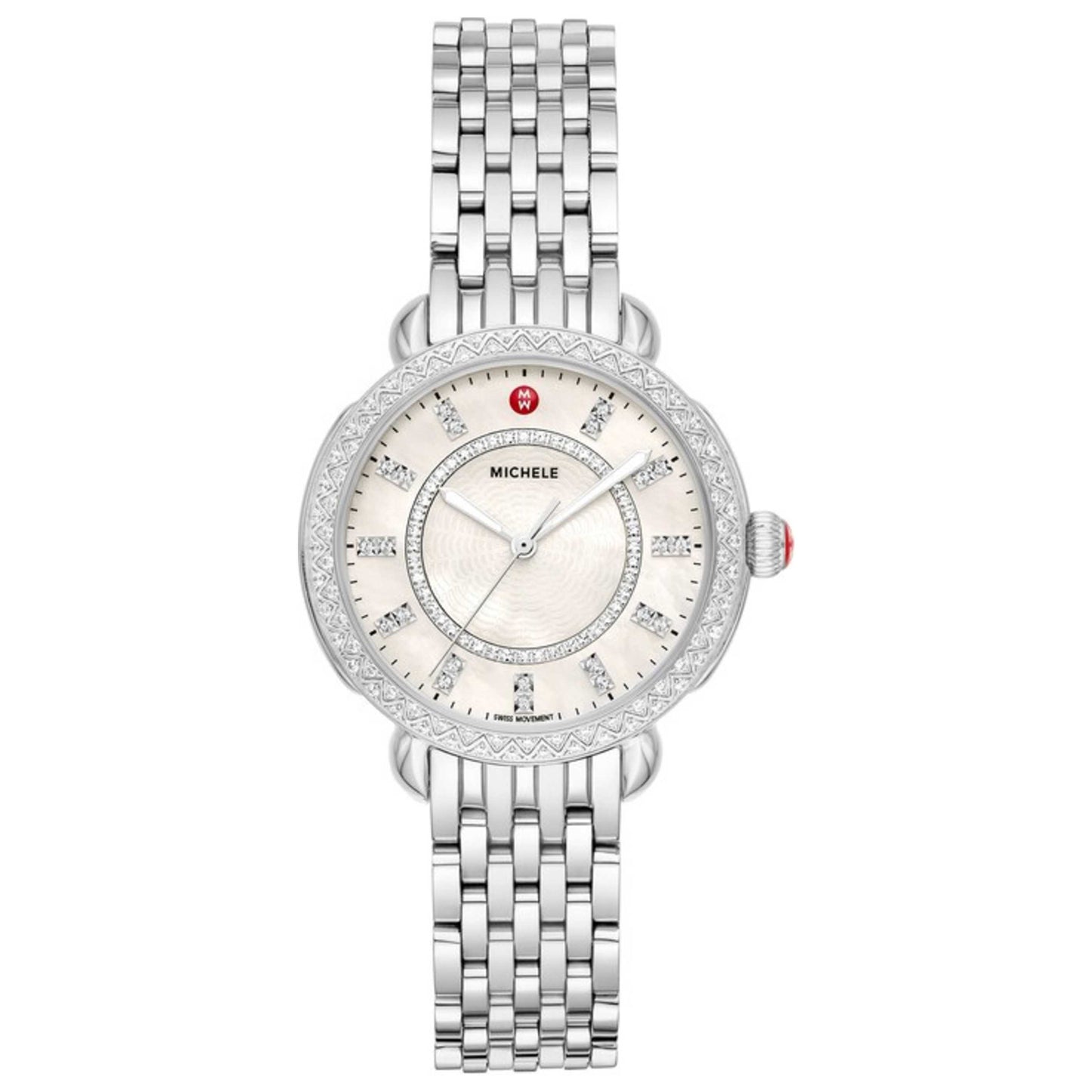 Front view of Michele Sidney Classic Diamond Women's Quartz Watch MWW30B000001