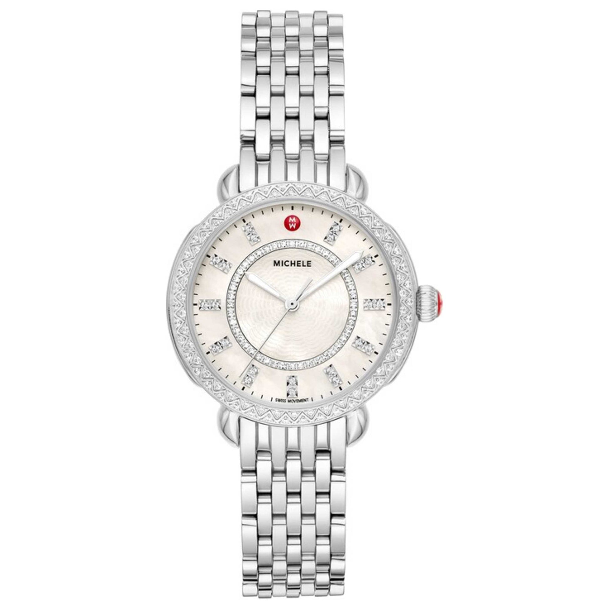 Front view of Michele Sidney Classic Diamond Women's Quartz Watch MWW30B000001