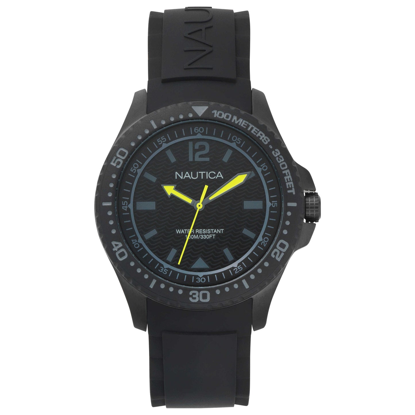 Front view of Nautica Maui Black Men's Quartz Watch NAPMAU006