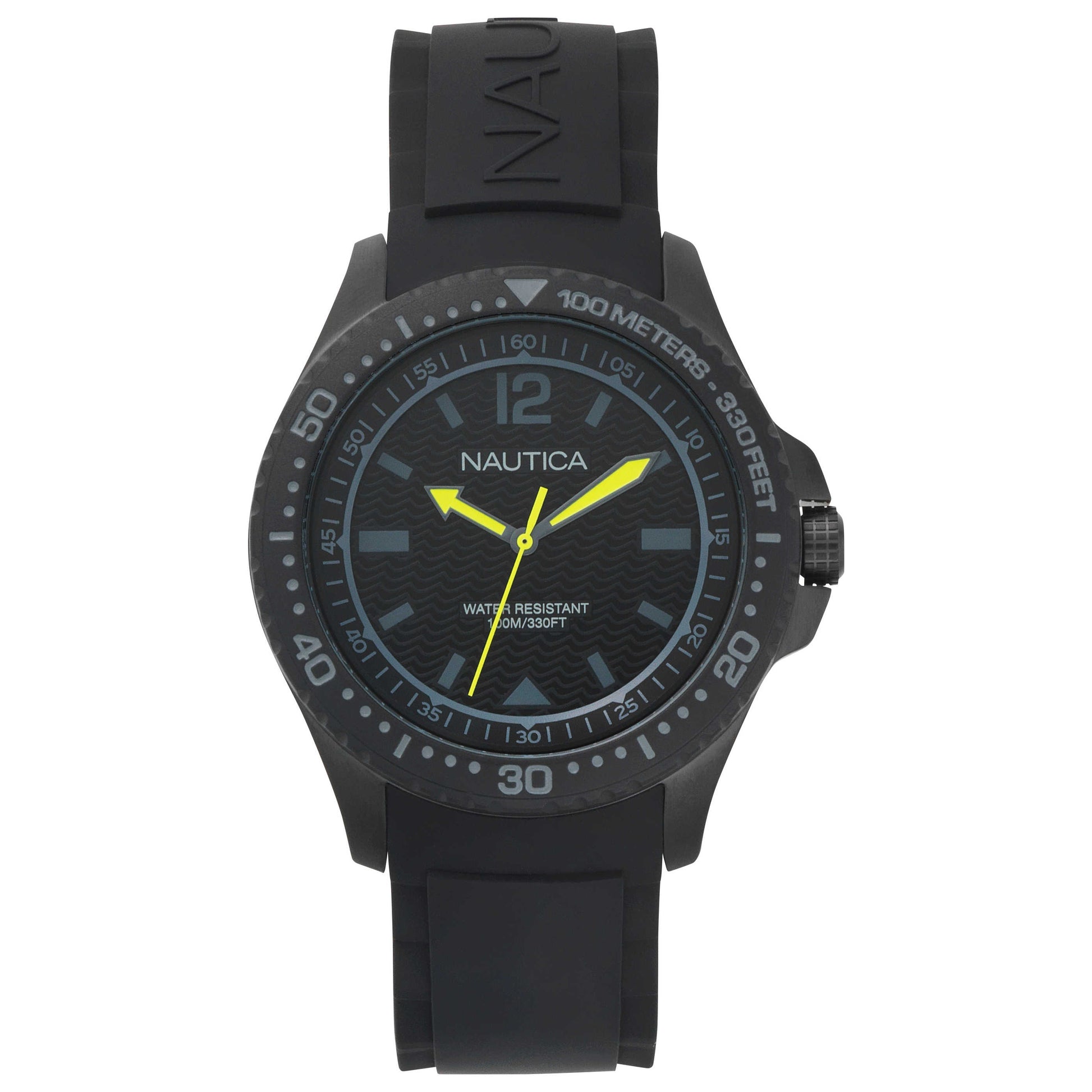 Front view of Nautica Maui Black Men's Quartz Watch NAPMAU006