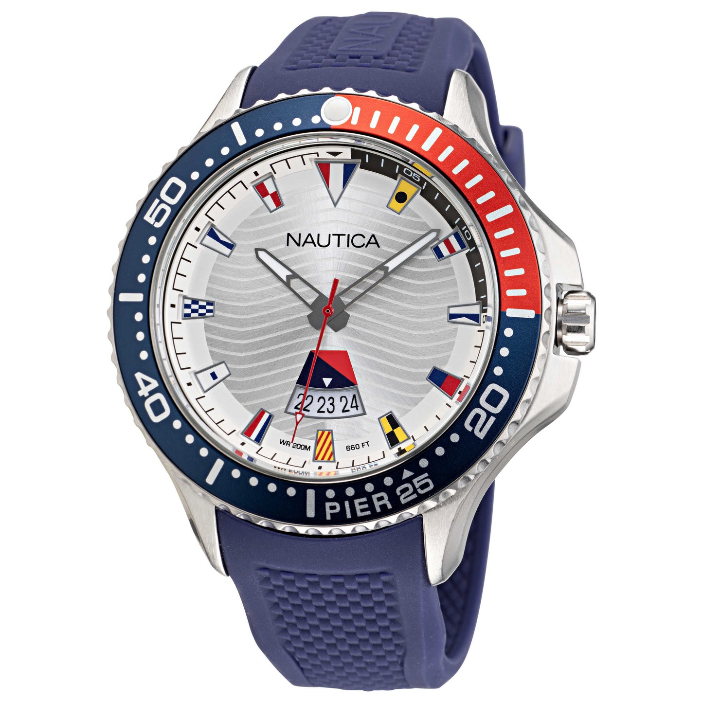 Front view of Nautica Pier 25 Men's Quartz Watch NAPP25F16