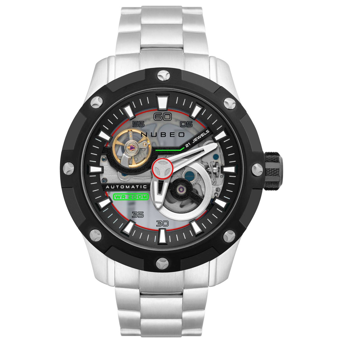 Front view of Nubeo Pioneer Bridge Men's Automatic Watch NB-6048-22