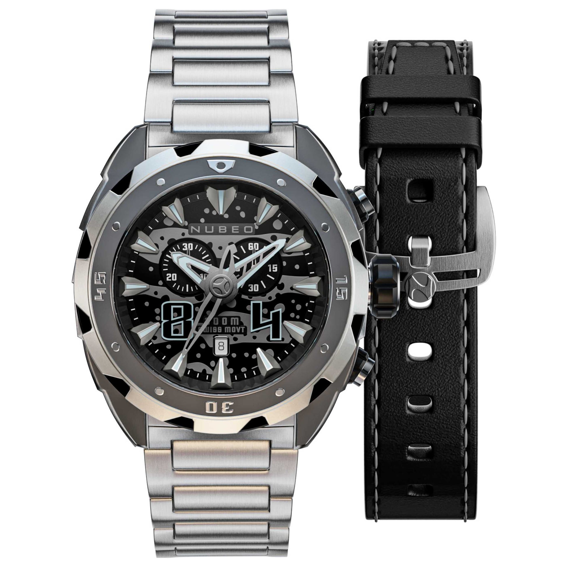 Front view of Nubeo Swell Men's Quartz Watch NB-6057-55