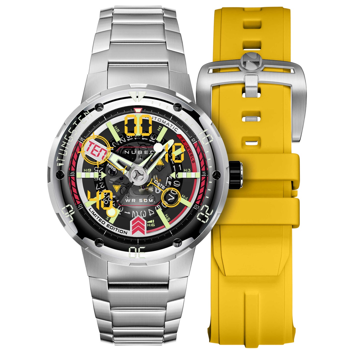 Front view of Nubeo Mariner 9 Men's Automatic Watch NB-6090-11